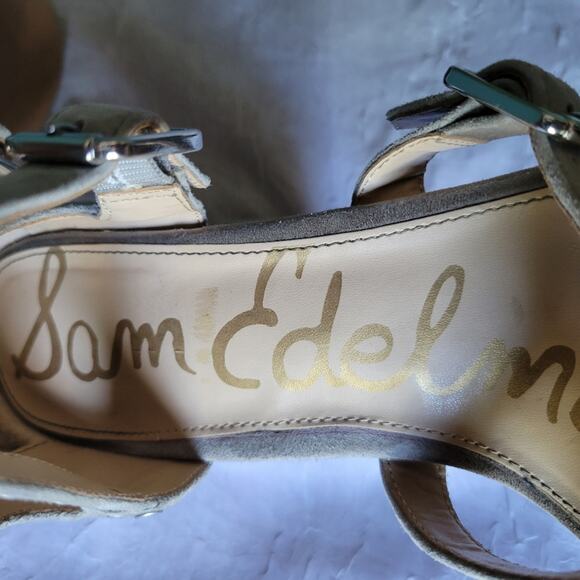 Sam Edelman York Grey Suede Studded Cage Chunky Heel Barbiecore Sandals sz 10 - Picture 6 of 9